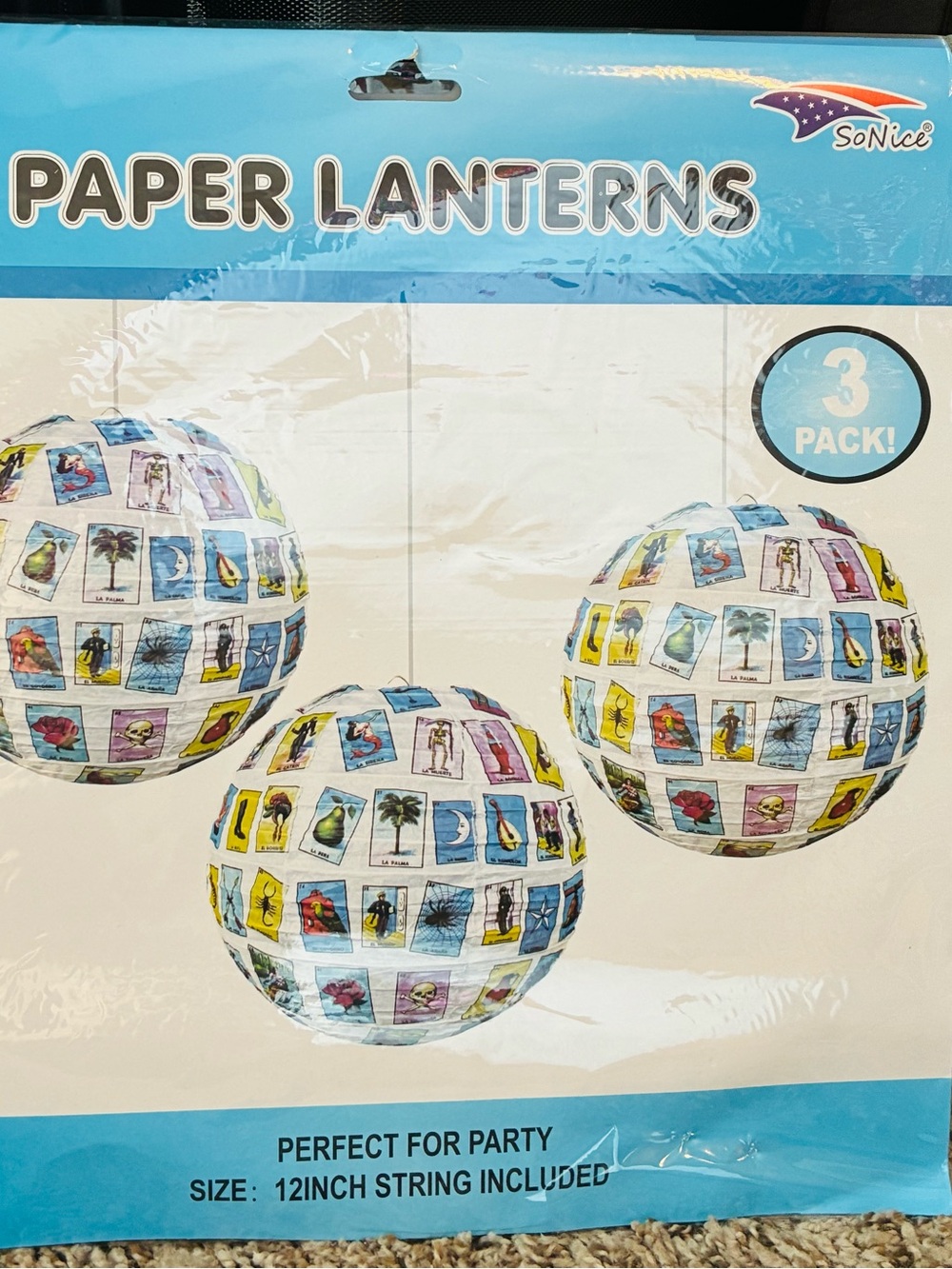 Multicolor Paper Lanterns - 3 Pack